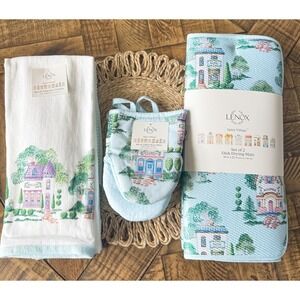 NWT Lenox Spice Village Bundle Kitchen Towels, Mini Oven Mitts, Dish Drying Mats